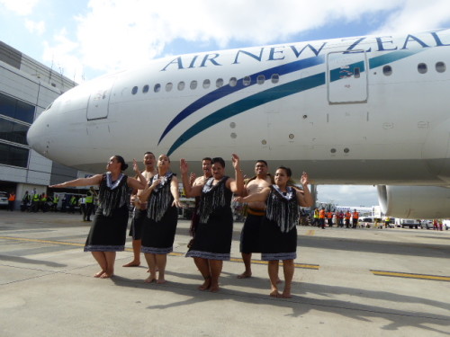 Kapa Haka group performing for arriving ANZ flight at IAH