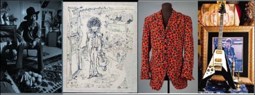 Items from Hendrix in Britian exhibition at Handel House Museum
