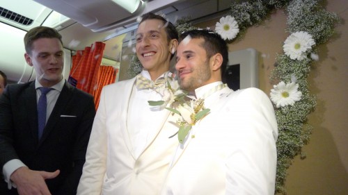 SAS same-sex in-flight wedding