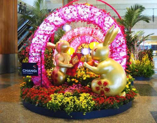 Changi Airport golden bunnies