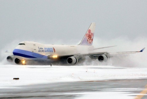 China Airlines Cargo landing at Logan