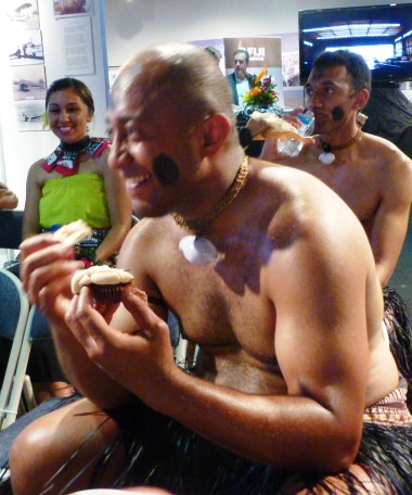 Fiji warrior eating cupcake