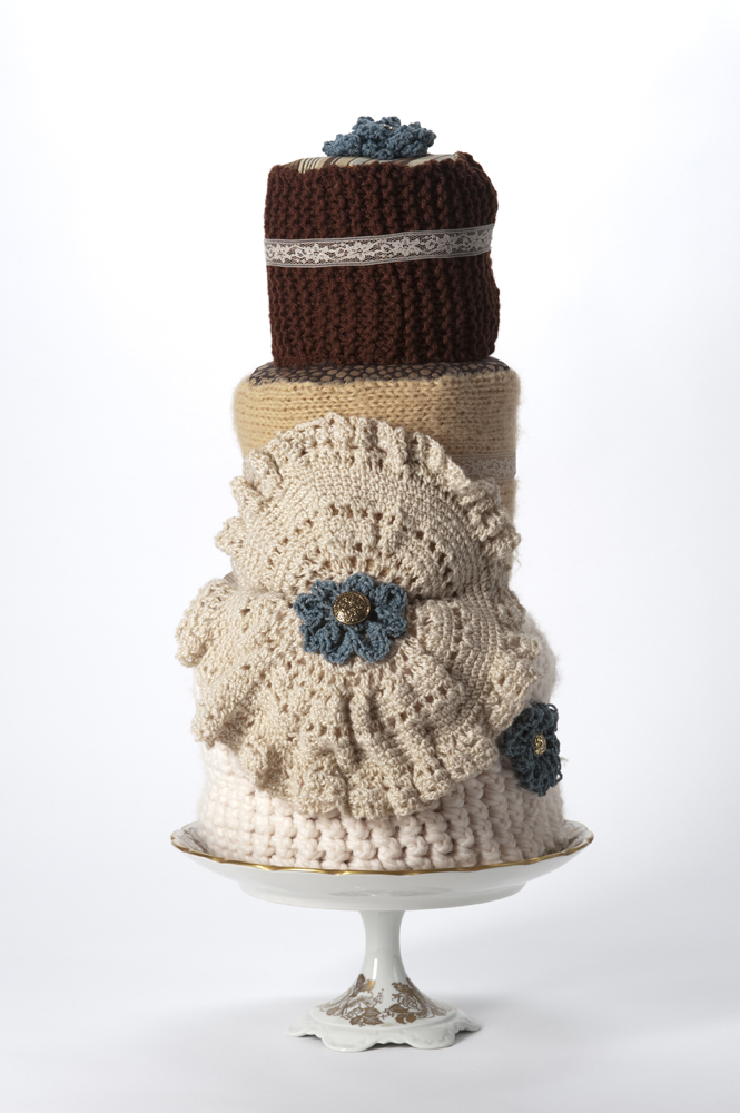 PHL CAKE Melissa Maddonni Haims, Coffee Cake, yarn, fabric, stuffing, buttons, 2013