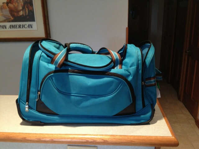 Lindsey Slater bought this bag at the airport in Milwaukee to avoid paying an overweight bag fee