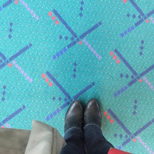 2_PDX_Foot-forward selfies with the PDX carpet are very popular at Portland Int'l Airport