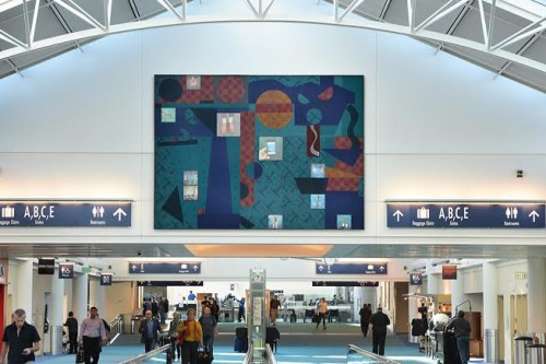 7_PDX_Carpet Diem! _ Artwork by Nancy Wilson celebrating the Portland Airport carpet.