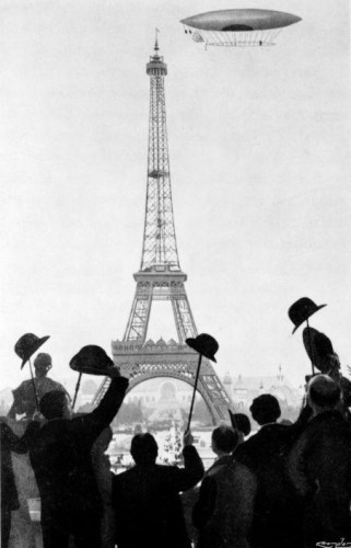 Eiffel tower with zeppelin