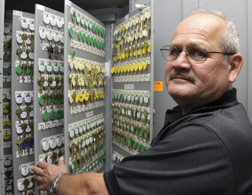 At San Antonio International Airport, Michael Castillo keep track the keys issued for the airport's 4000 doors.