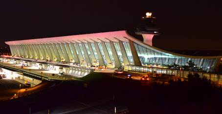 Washington Dulles Int'l Airport in pink for the National Cherry Blossom Festival. MWAA photo