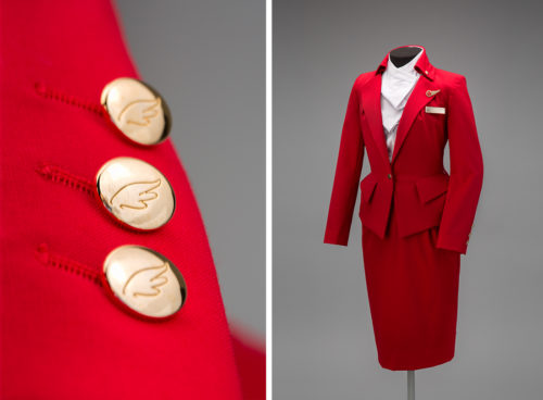 Virgin Atlantic Airways flight attendant uniform by Vivienne Westwood  2014 Courtesy of Virgin Atlantic Airways /SFO Museum