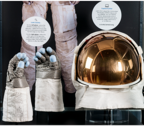 Neil Armstrong's gloves & helmut - courtesy Smithsononian