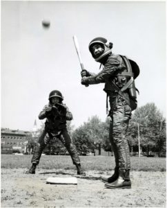 See Neil Armstrong’s space suit at the ballpark