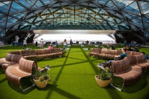 Denver Int’l Airport’s open-air plaza reactivated