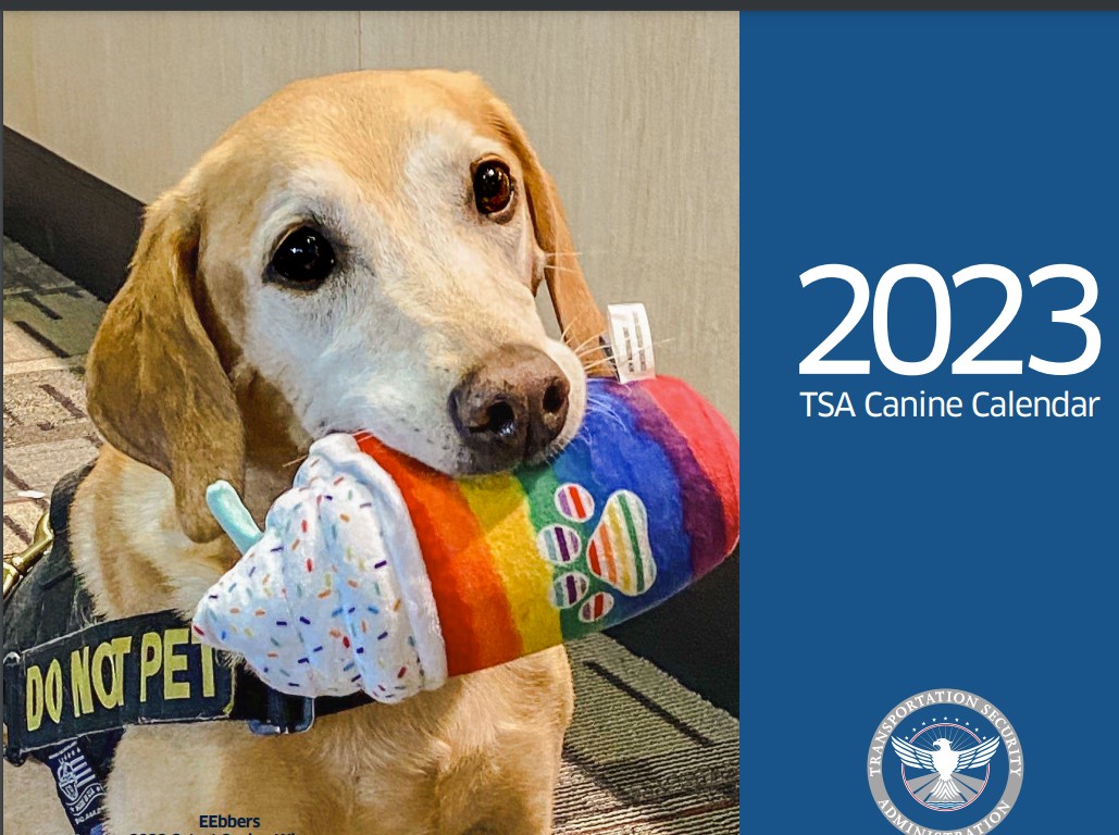 TSA’s explosive detection dogs in a calendar
