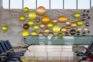 Public art installation in Terminal 5 of Chicago's O'Hare International Airport; July 2023.