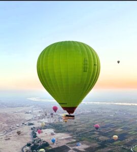 Flying in a hot air balloon. In Egypt