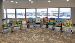 Relax in cool rocking chairs at Bradly Int’l Airport