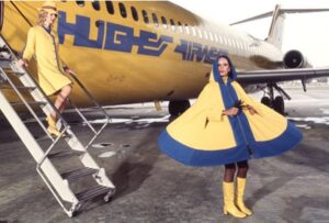 Flight attendant fashions on display at the Museum of Flight