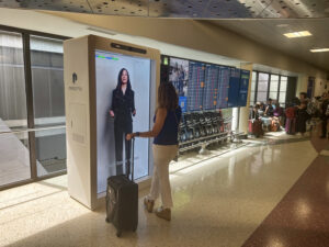 Amelia the Avatar lands at Boston Logan International Airport